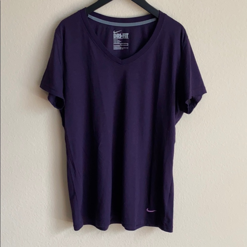 Nike v-neck dri-fit loose fit tshirt purple
